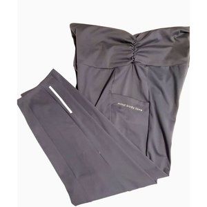 Peace Love World Slate Grey Ruched High Waist 7/8 Athletic Leggings Women's XL